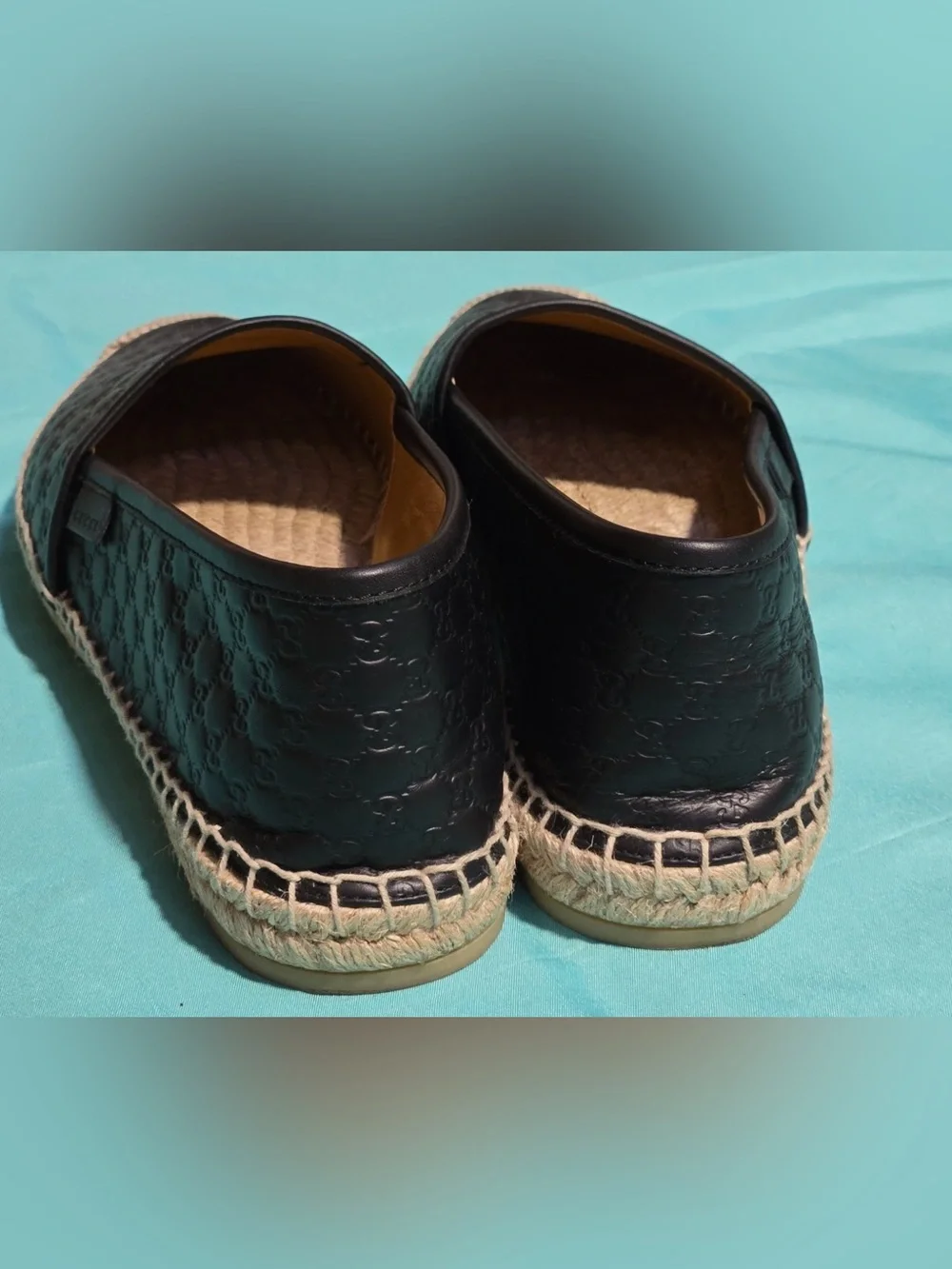 Gucci Microguccissima Leather Espadriles Black Size 9